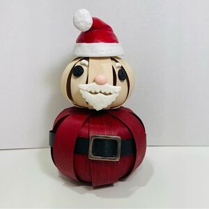 2013 Longaberger Santa Belly Christmas Decoration Wood Basket Weave Figure